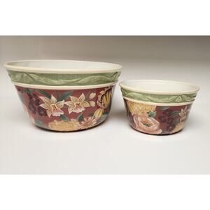 Certified International 2 Floral Taspestry Mixing/Serving Bowls